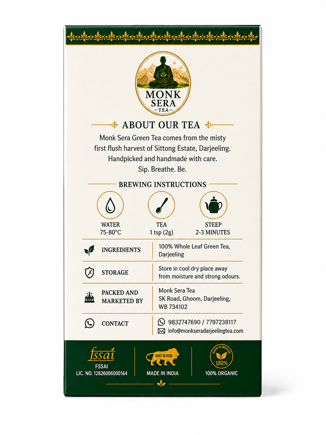 Darjeling Tea (Sittong) First Flush Green Tea — view 3